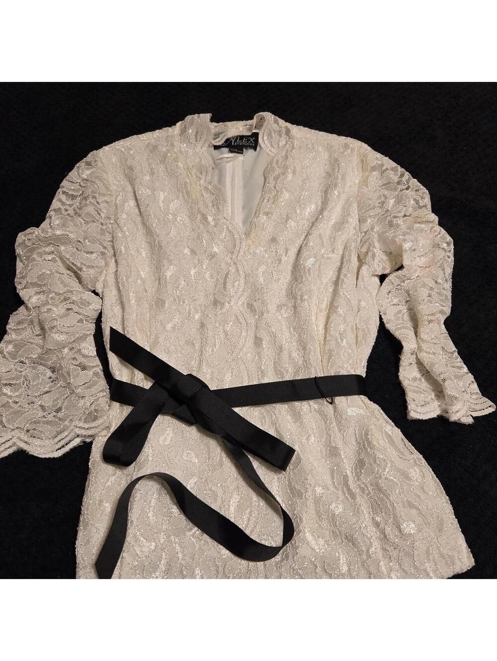 Women's White and Cream Dress